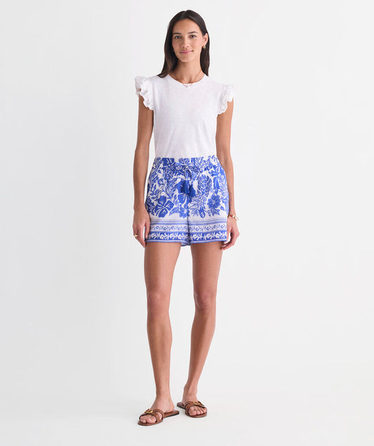Frankie Pull-On Shorts - Paradise Print White