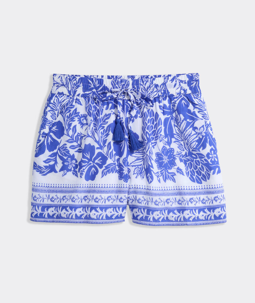 Frankie Pull-On Shorts - Paradise Print White