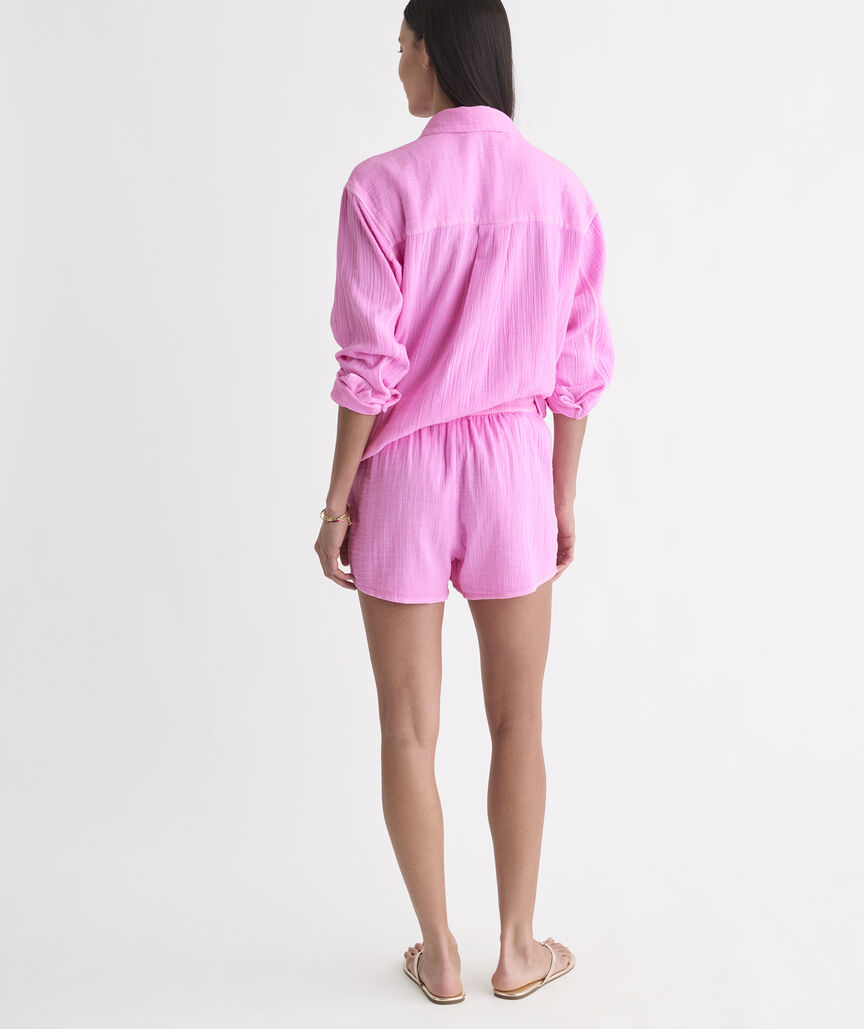 Frankie Gauze Pull-On Shorts - Neon Bloom