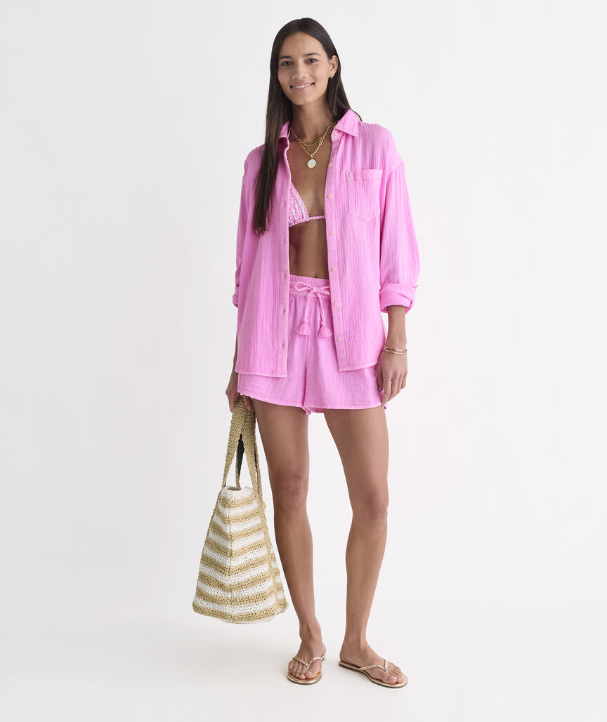 Frankie Gauze Pull-On Shorts - Neon Bloom