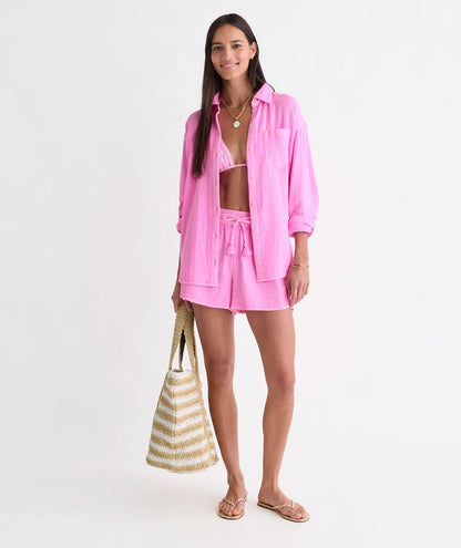 Frankie Gauze Pull-On Shorts - Neon Bloom