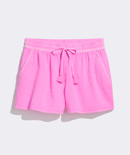 Frankie Gauze Pull-On Shorts - Neon Bloom