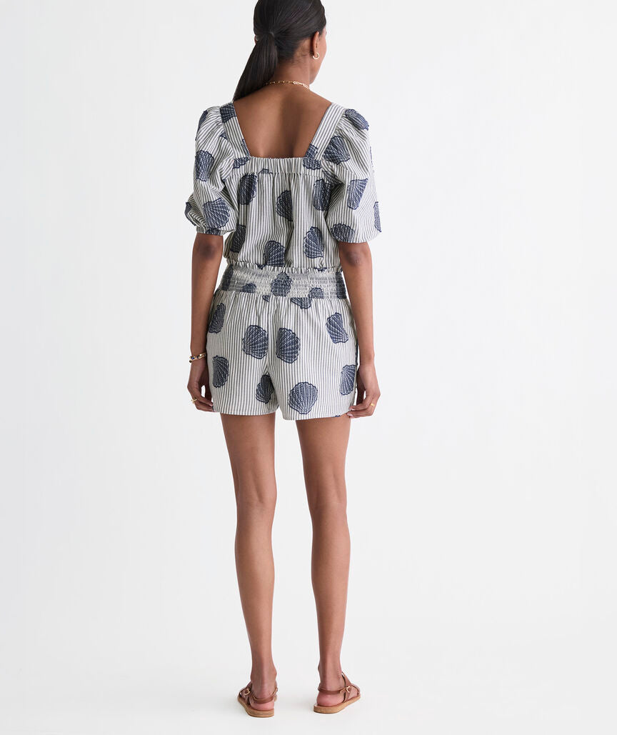Nori Pull On Shorts - Shell Jacquard Navy