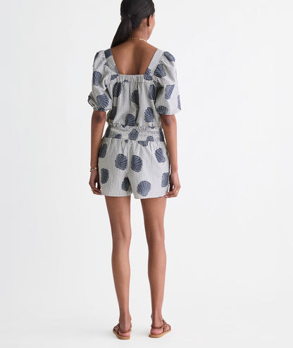 Nori Pull On Shorts - Shell Jacquard Navy
