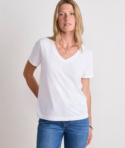 Supima Jersey V-Neck Tee - White Cap