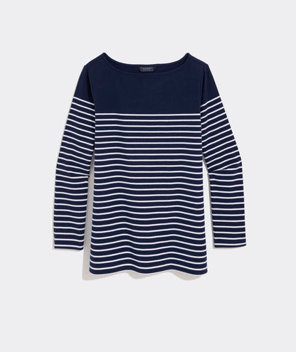 Deluxe Boatneck Top - EB Stripe - Nautical Navy/White Cap