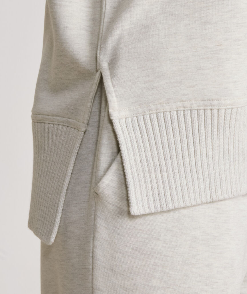 Dreamcloth® Ribbed Trim Funnel-Neck Pullover - Marshmallow Heather