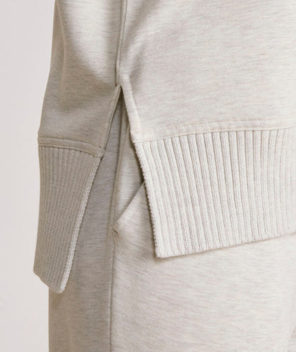Dreamcloth® Ribbed Trim Funnel-Neck Pullover - Marshmallow Heather