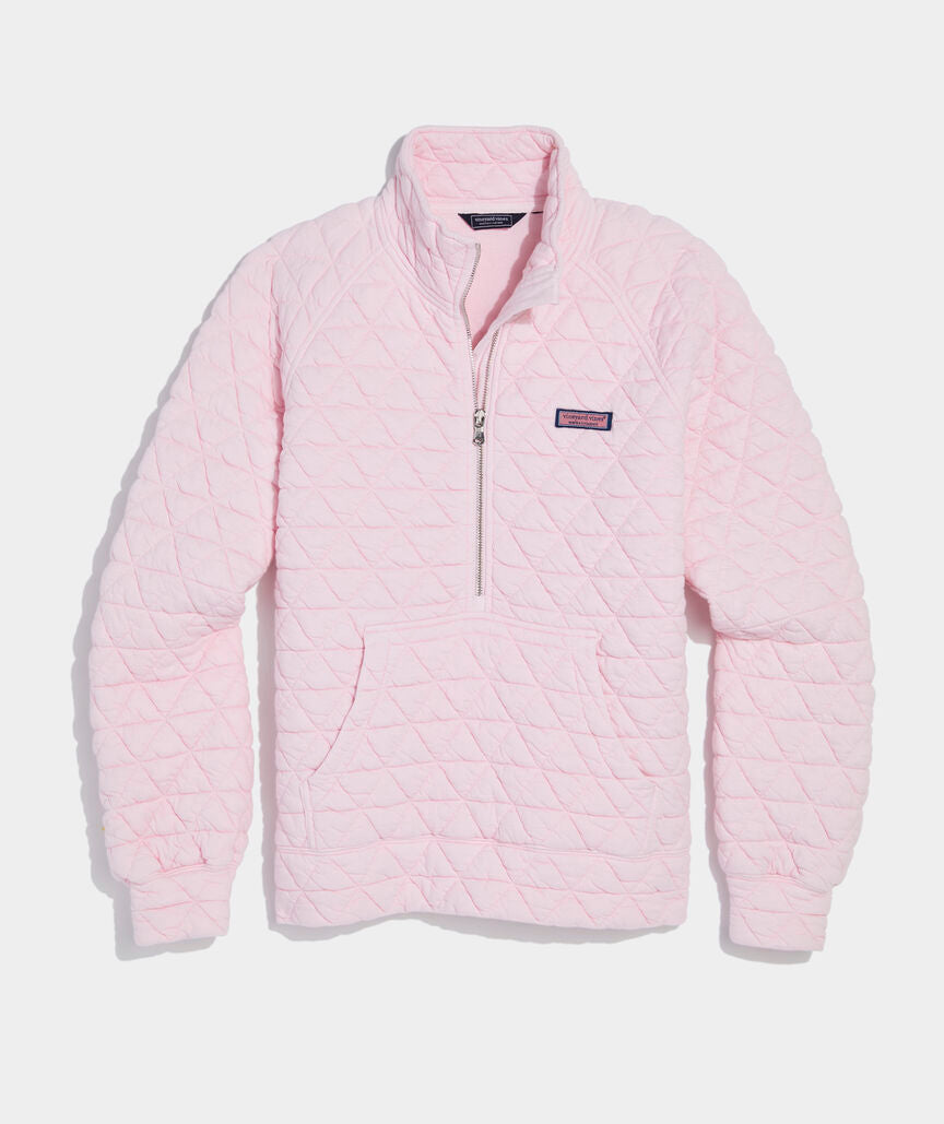 Coastal Quilted Half-Zip - Pink Drink