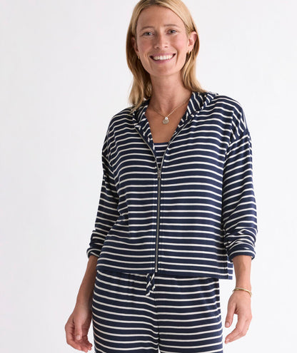Dreamy Jersey Full-Zip Hoodie - Stripe Nautical Navy