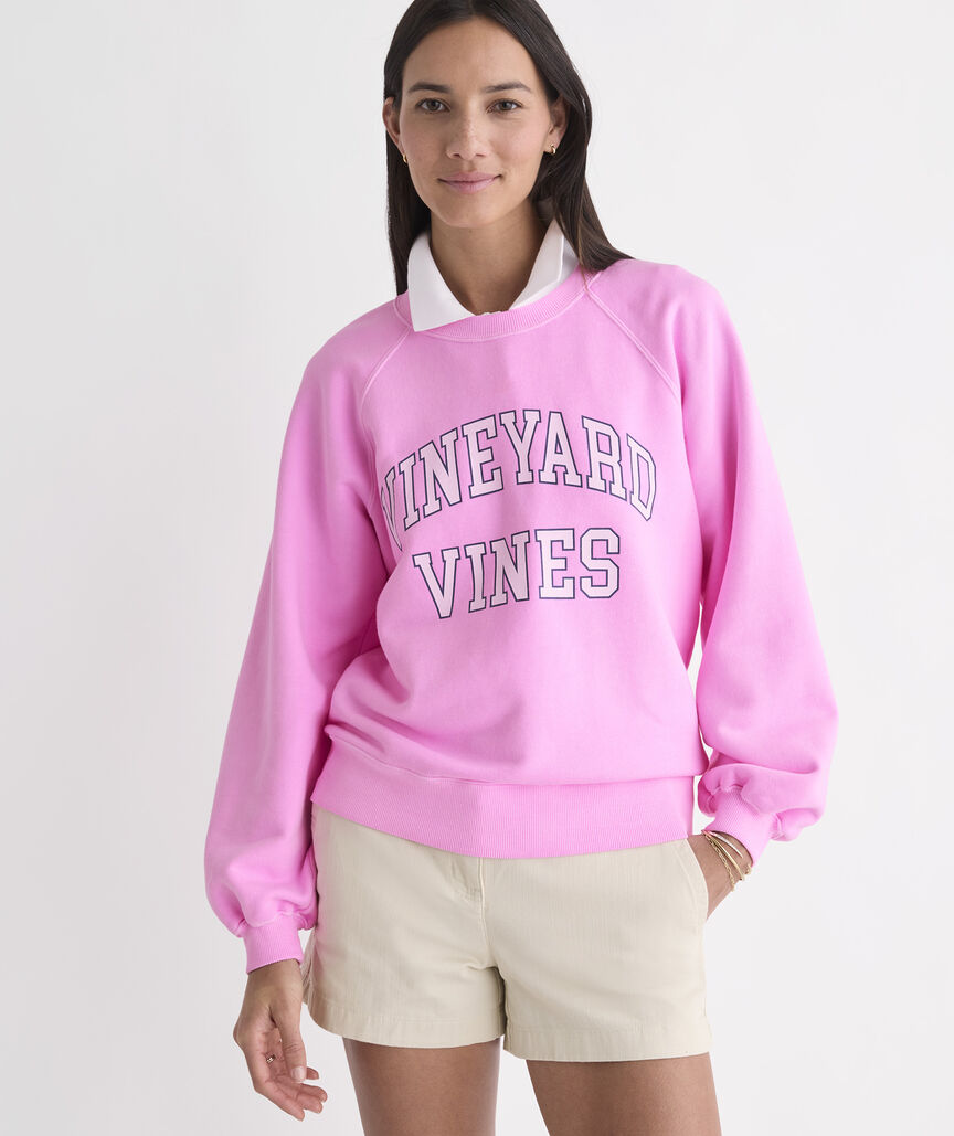 Surf Terry Collegiate Logo Sweatshirt - Neon Bloom