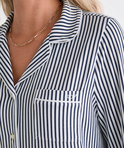 Super-Soft Knit Pajama Set - Nautical Navy Stripe