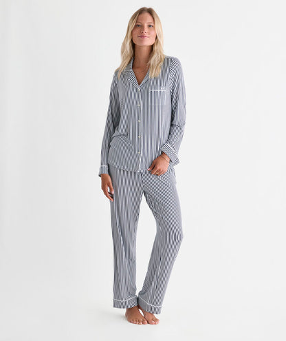 Super-Soft Knit Pajama Set - Nautical Navy Stripe