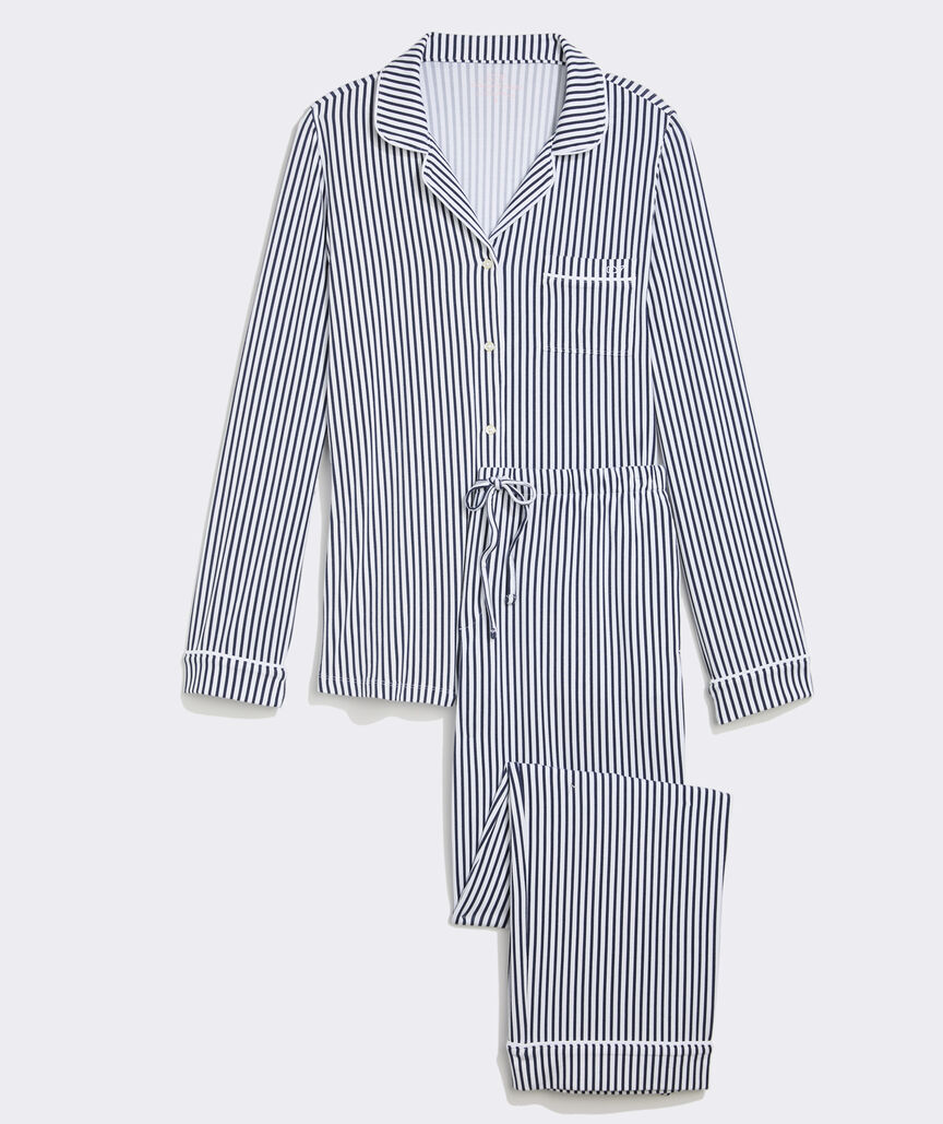 Super-Soft Knit Pajama Set - Nautical Navy Stripe