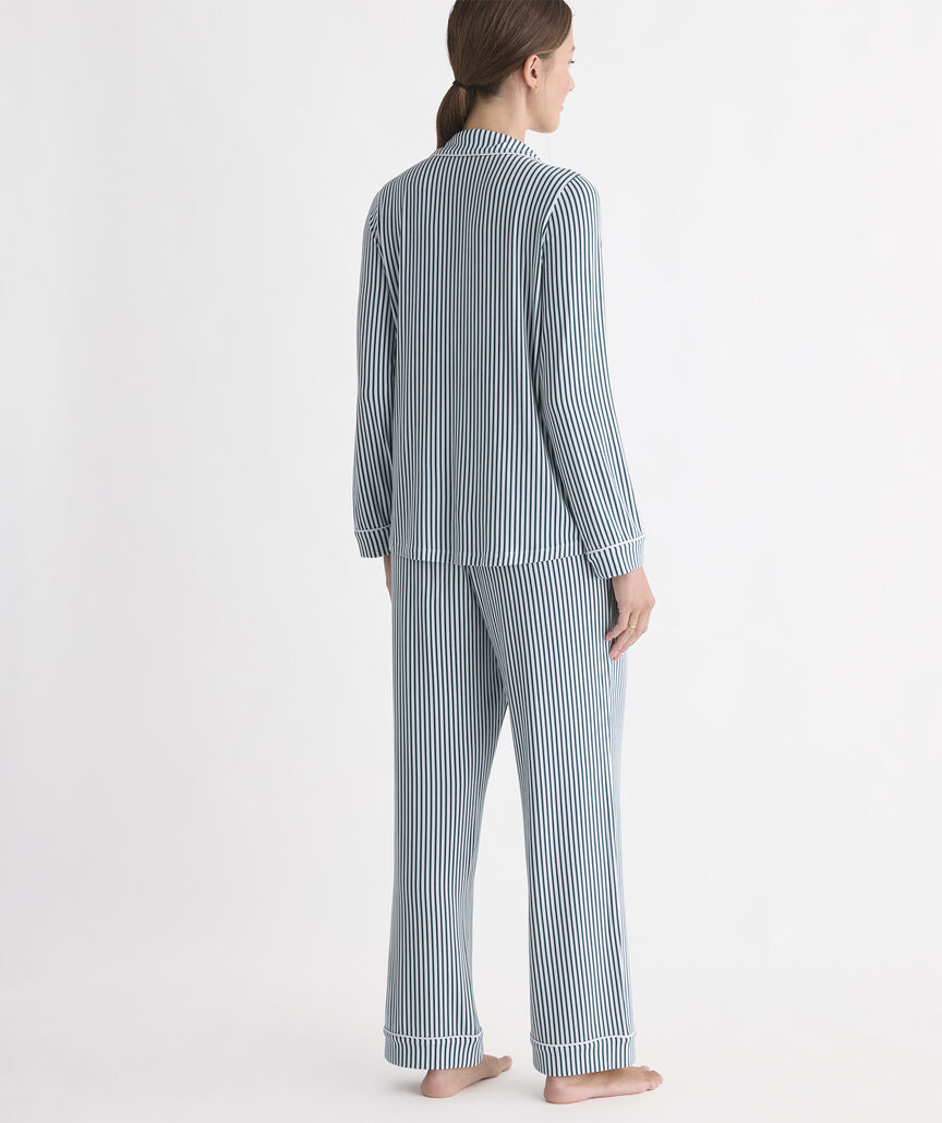 Super-Soft Knit Pajama Set - Green Becky Stripe