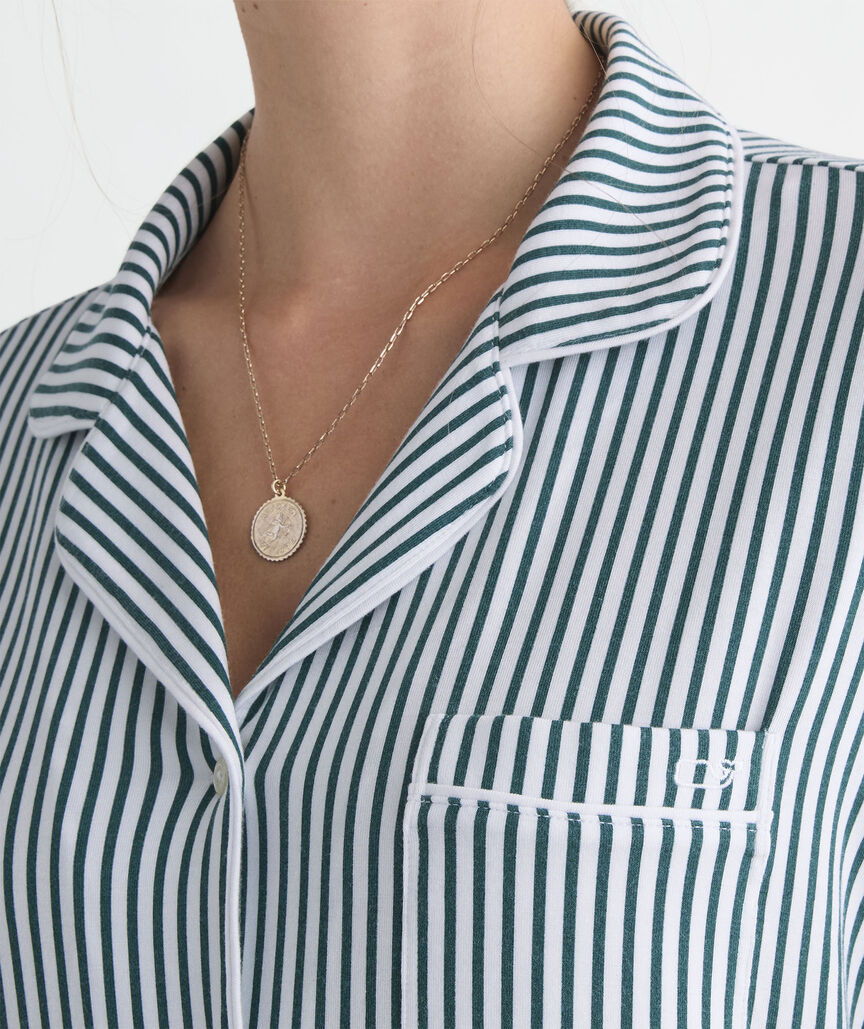 Super-Soft Knit Pajama Set - Green Becky Stripe