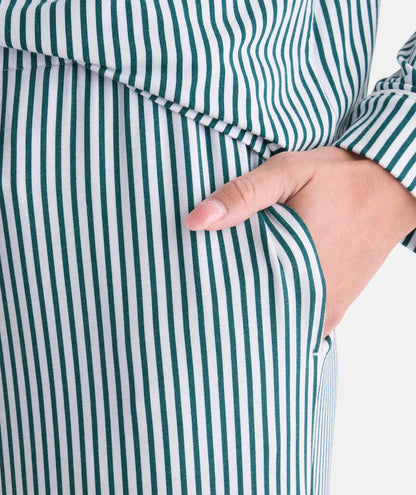 Super-Soft Knit Pajama Set - Green Becky Stripe