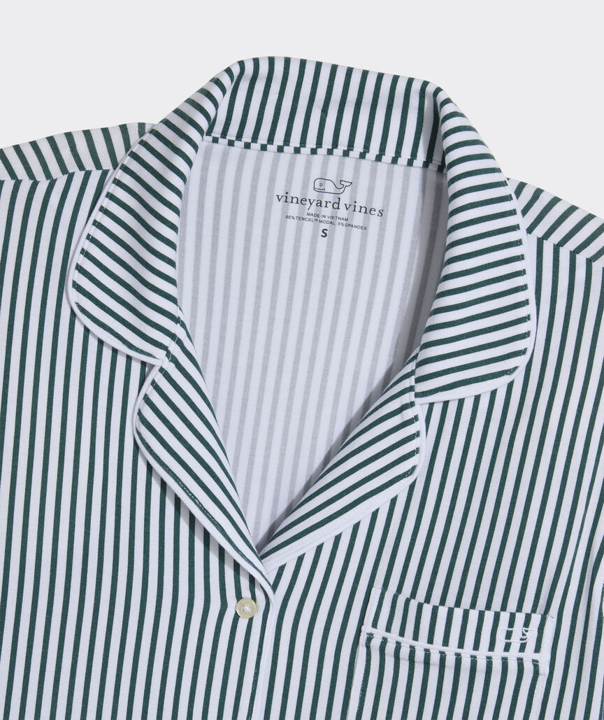 Super-Soft Knit Pajama Set - Green Becky Stripe