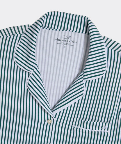 Super-Soft Knit Pajama Set - Green Becky Stripe