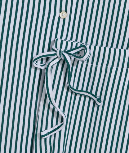 Super-Soft Knit Pajama Set - Green Becky Stripe