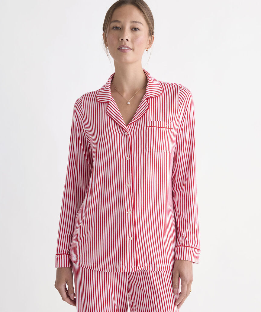 Super-Soft Knit Pajama Set - Red Velvet Stripe