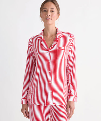 Super-Soft Knit Pajama Set - Red Velvet Stripe