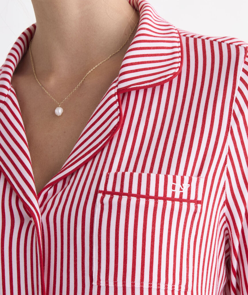 Super-Soft Knit Pajama Set - Red Velvet Stripe