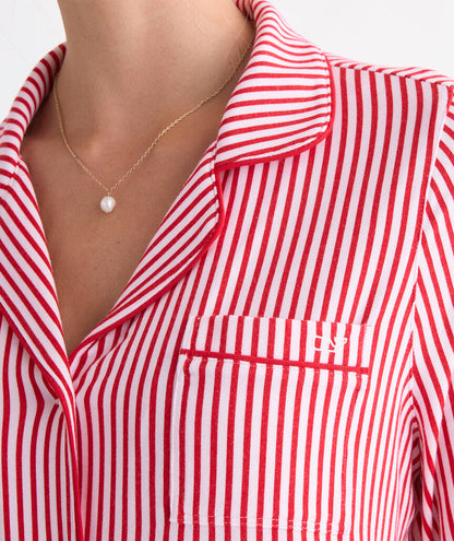 Super-Soft Knit Pajama Set - Red Velvet Stripe
