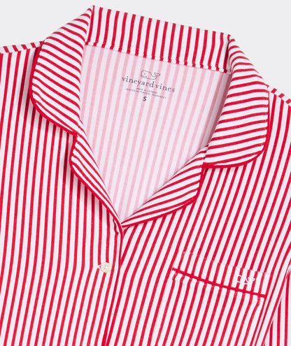 Super-Soft Knit Pajama Set - Red Velvet Stripe