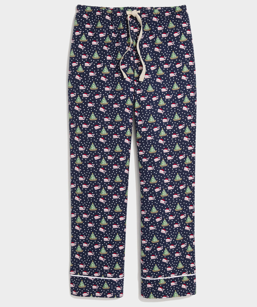 Flannel Pajama Pants - Santa Whale Navy