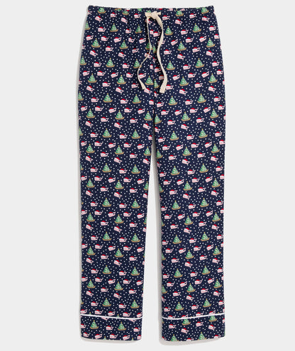 Flannel Pajama Pants - Santa Whale Navy