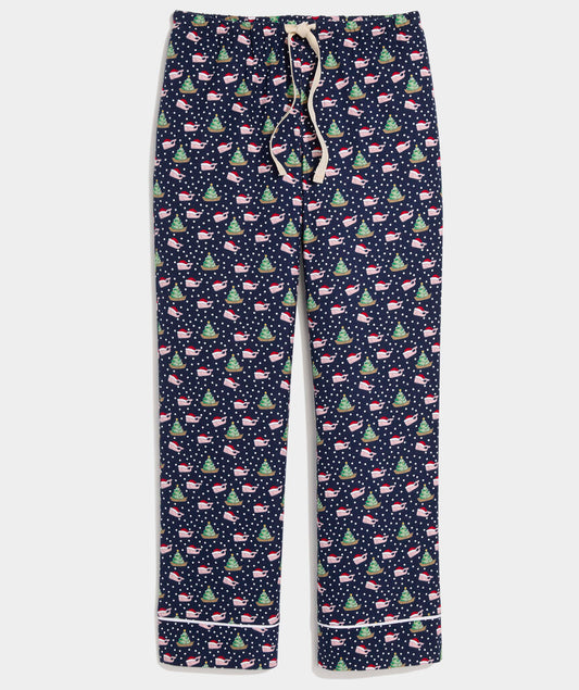 Flannel Pajama Pants - Santa Whale Navy