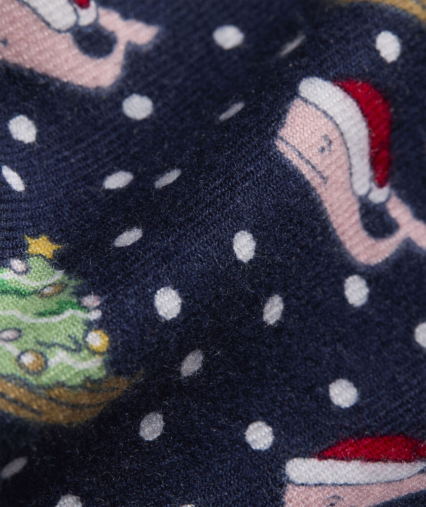Flannel Pajama Pants - Santa Whale Navy