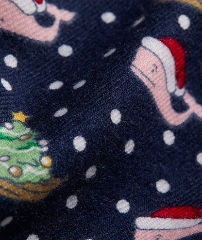 Flannel Pajama Pants - Santa Whale Navy