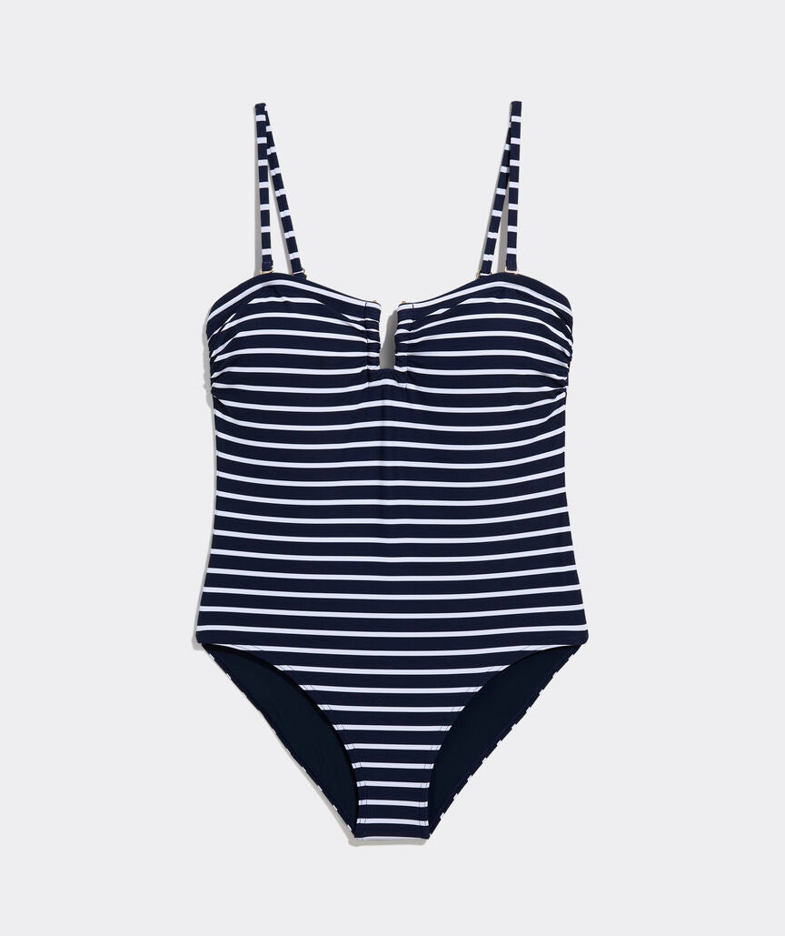 Montauk Strapless One-Piece - Bay Stripe Navy