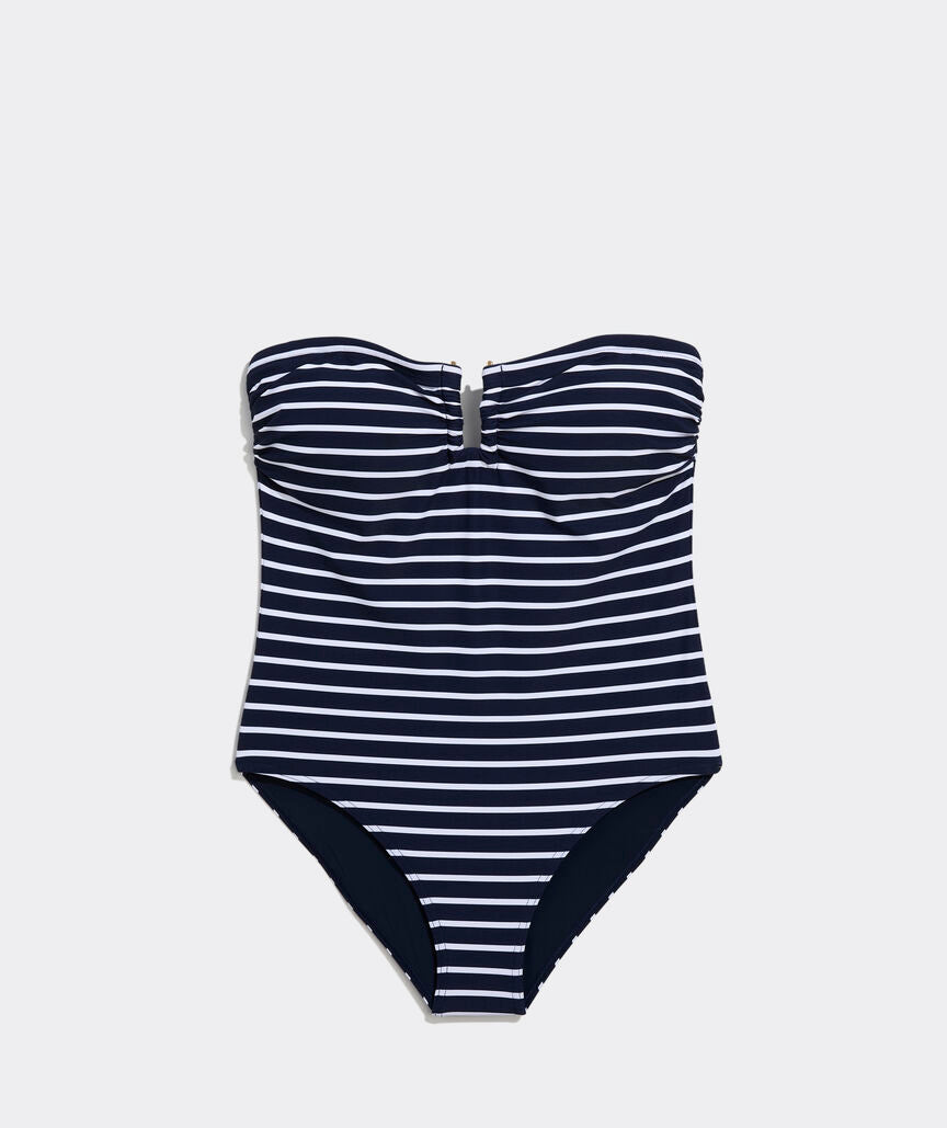 Montauk Strapless One-Piece - Bay Stripe Navy
