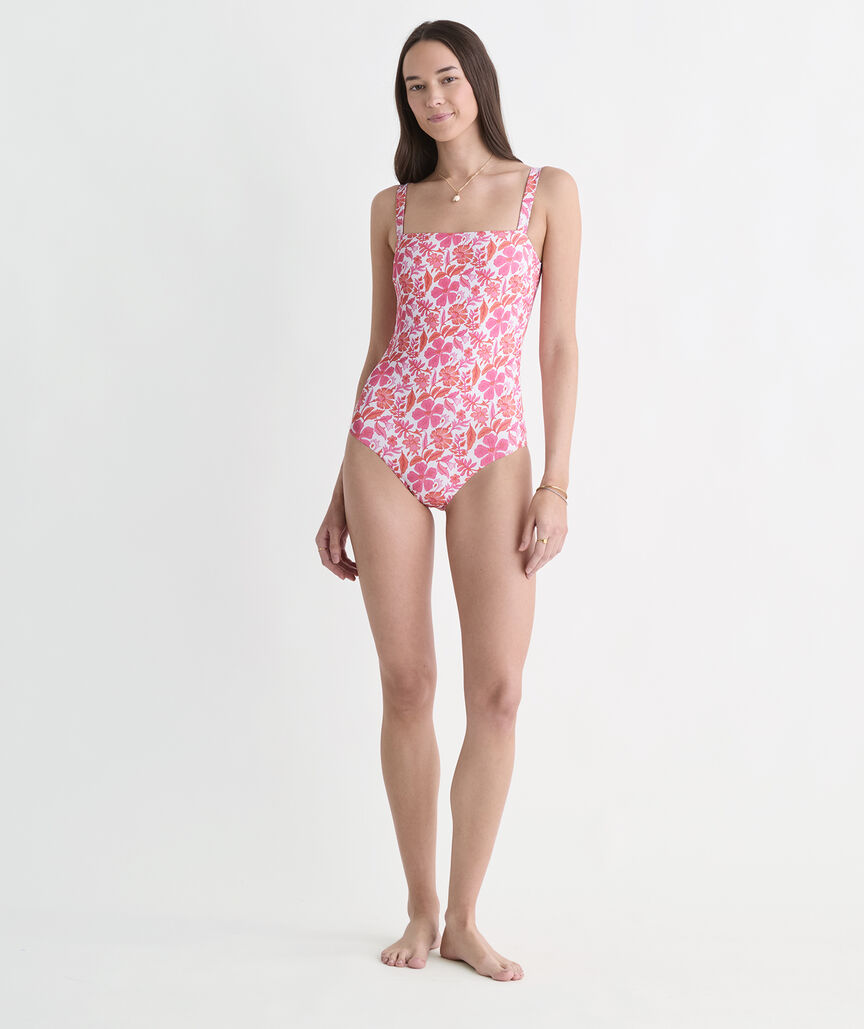 Southampton Square Neck One-Piece - Block Print Toucan 2