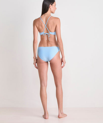 Seacrest Seersucker Low-Rise Bikini Bottom - Vineyard SS-SB/White