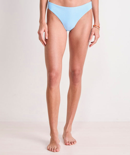 Seacrest Seersucker Low-Rise Bikini Bottom - Vineyard SS-SB/White