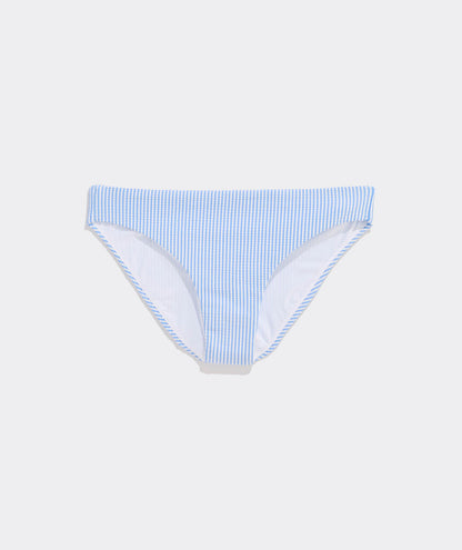 Seacrest Seersucker Low-Rise Bikini Bottom - Vineyard SS-SB/White
