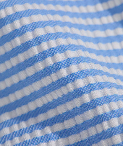 Seacrest Seersucker Low-Rise Bikini Bottom - Vineyard SS-SB/White