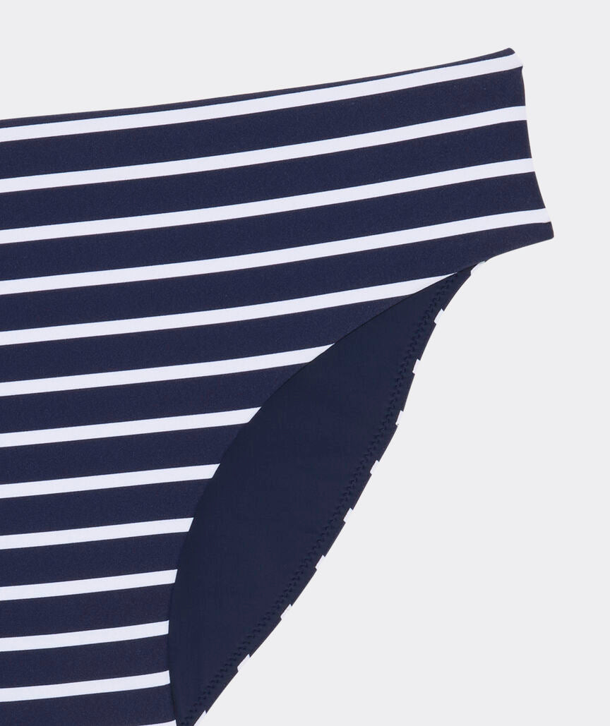 Wainscott Mid-Rise Bikini Bottom - Bay Stripe Navy
