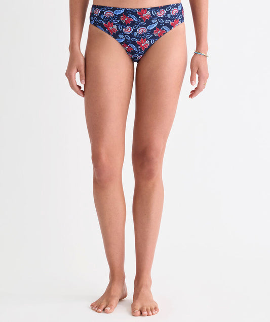 Wainscott Mid-Rise Bikini Bottom - Indie Floral Navy