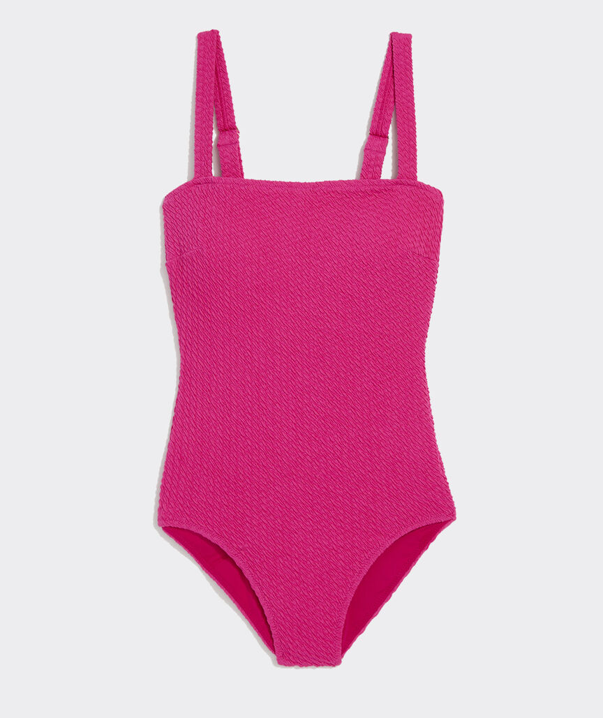 Textured Southampton Square Neck One-Piece - Charm Pink