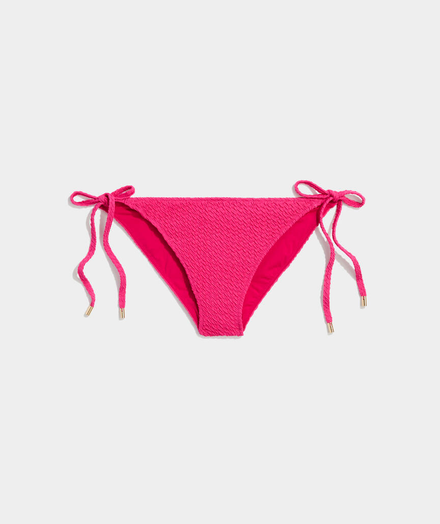 Textured Seagrove String Bikini Bottom - Charm Pink