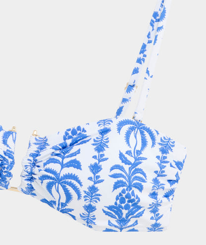 Montauk Strapless Bikini Top - Breaker Palm Stripe