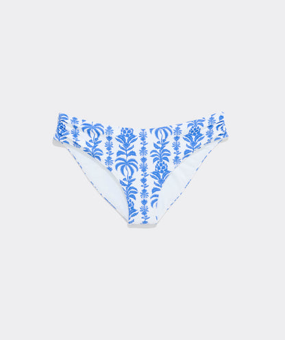 Ruched Low-Rise Bikini Bottom - Breaker Palm Stripe