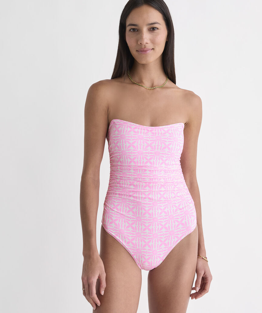 Narragansett Strapless One-Piece - Haven Tile Print