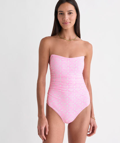 Narragansett Strapless One-Piece - Haven Tile Print