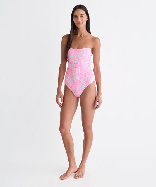 Narragansett Strapless One-Piece - Haven Tile Print